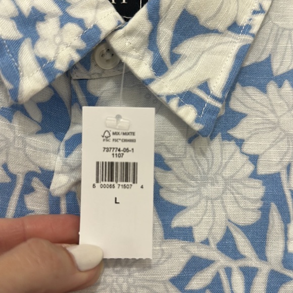 Gap Men’s Linen Floral Shirt in Blue, new with tags - Picture 5 of 5